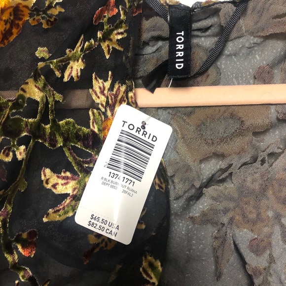 Torrid MULTI FLORAL BURNOUT RUANA kimono shrug - Picture 9 of 12